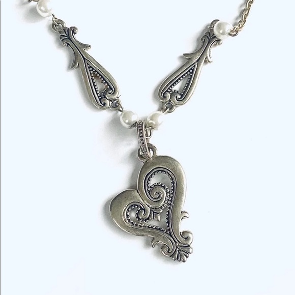 Brighton Silver Heart & Pearl Necklace - Picture 1 of 7